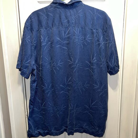Tommy Bahama silk Hawaiian tropical button down short sleeve Blue Men's Size XL - Picture 2 of 7